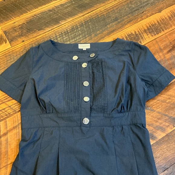 Karen Millen Black Cotton Blend Button Front Sheath Dress Size 8 US - Picture 3 of 11